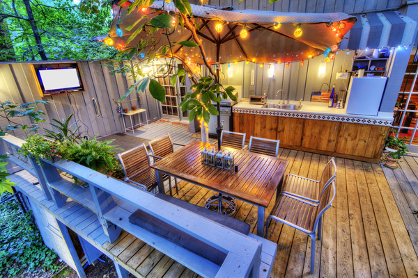 terrasse bar avec lumières